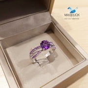 Amethyst / Natural Gemstones / Sterling Silver 925 Ring / Rhodium plated / Nickel-Free / MadDuckJewels RG1567am / Thailand Jewelry