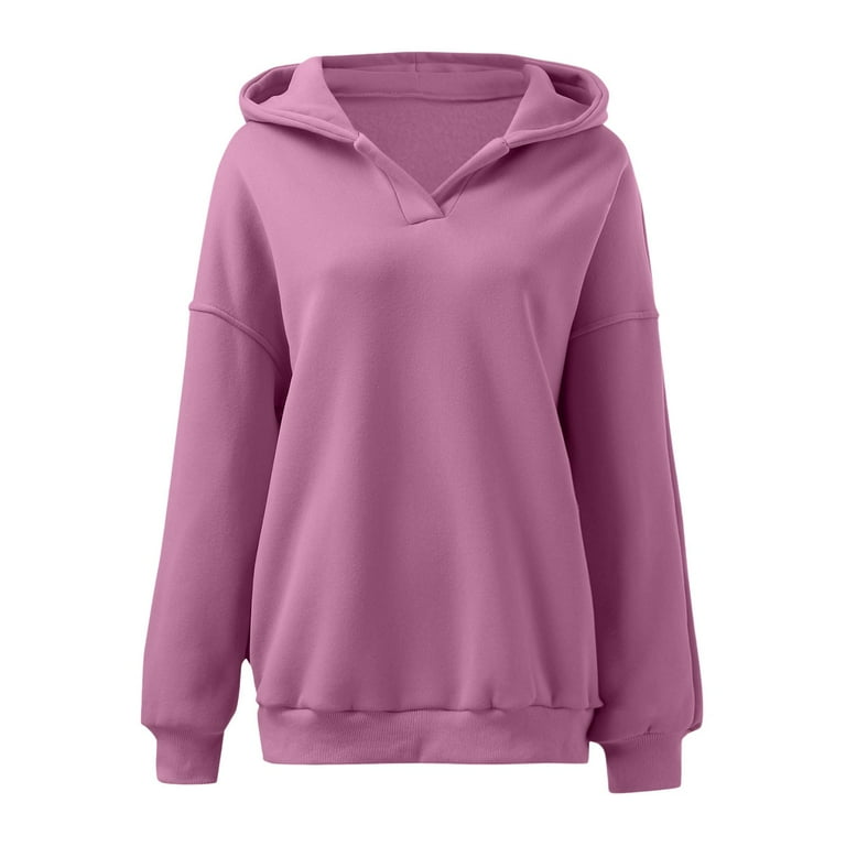 Daznico Sweatshirt for Women - Women Solid V Neck Hooded