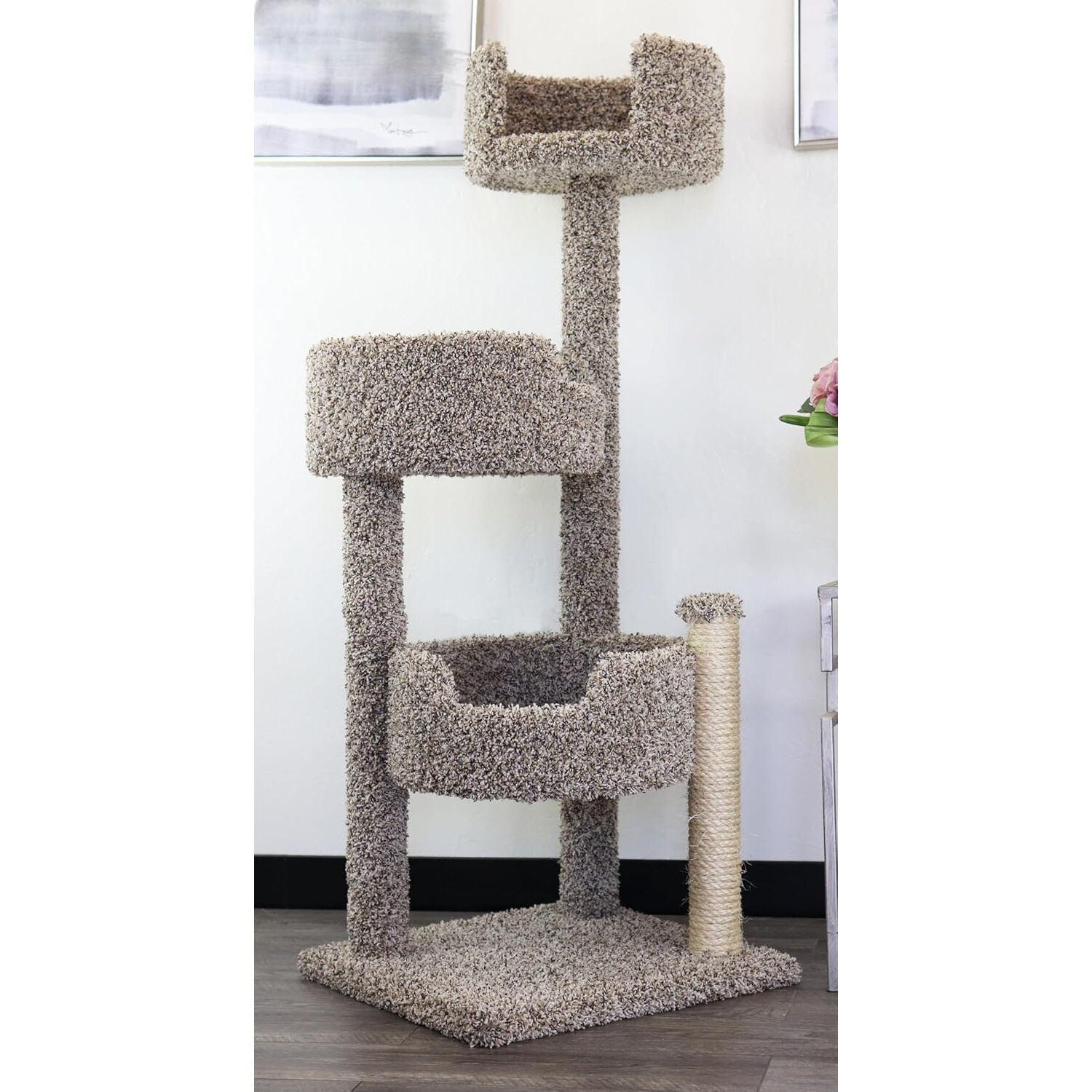 New Cat Condos Deluxe Cat Tree - 52" Cat Tower for Large Cats - Scratching Posts & Beds-Color:?Speckled