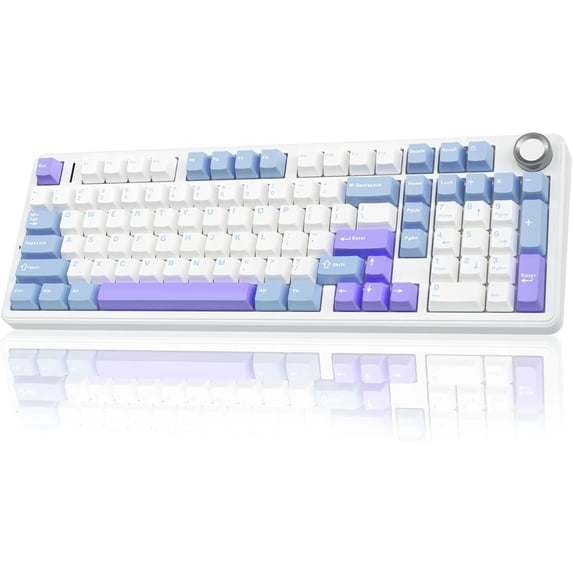 Restored AULA F99 Pro Wireless Mechanical Keyboard with Knob,Creamy Sound,Tri-Mode BT5.0/USB-C/2.4GHz Hot Swappable Keyboard,Gasket Structure,RGB Backlit Computer Gaming Keyboards