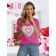 thumbnail image 5 of Camisas de San Valentín para mujer: camisetas estampadas con cuello en V de San Valentín, mangas cortas, camisas con estampado de corazones, 5 of 6