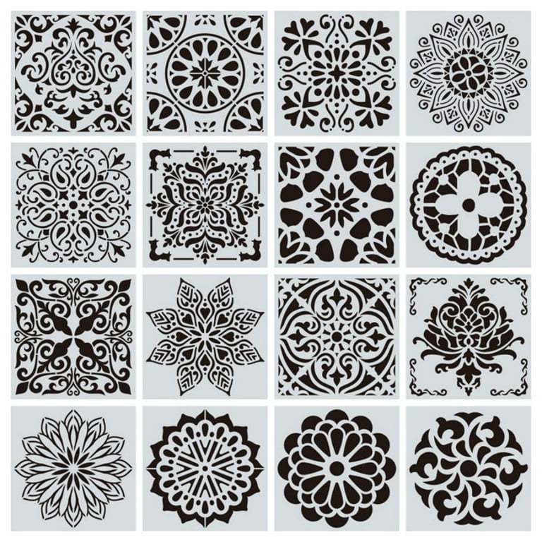 Mandala Stencil Illustration, Printable Design, Black and White