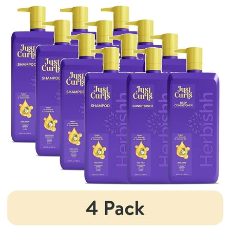 (4 pack) Herbishh Just Curls Shampoo & Conditioner with Deep Conditione, Paraben-free & Vegan for Women & Men , 16.91 fl.oz