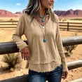 thumbnail image 5 of Women's V Neck Long Sleeve T-Shirts Pullover Lightweight Loose Fit Basic Solid CasualEveryday Fall Winter Layering Tops, 5 of 6