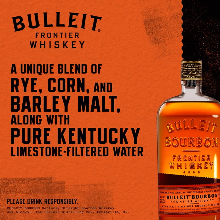 Bulleit Bourbon Whiskey, 750 mL, 45% ABV - Walmart.com