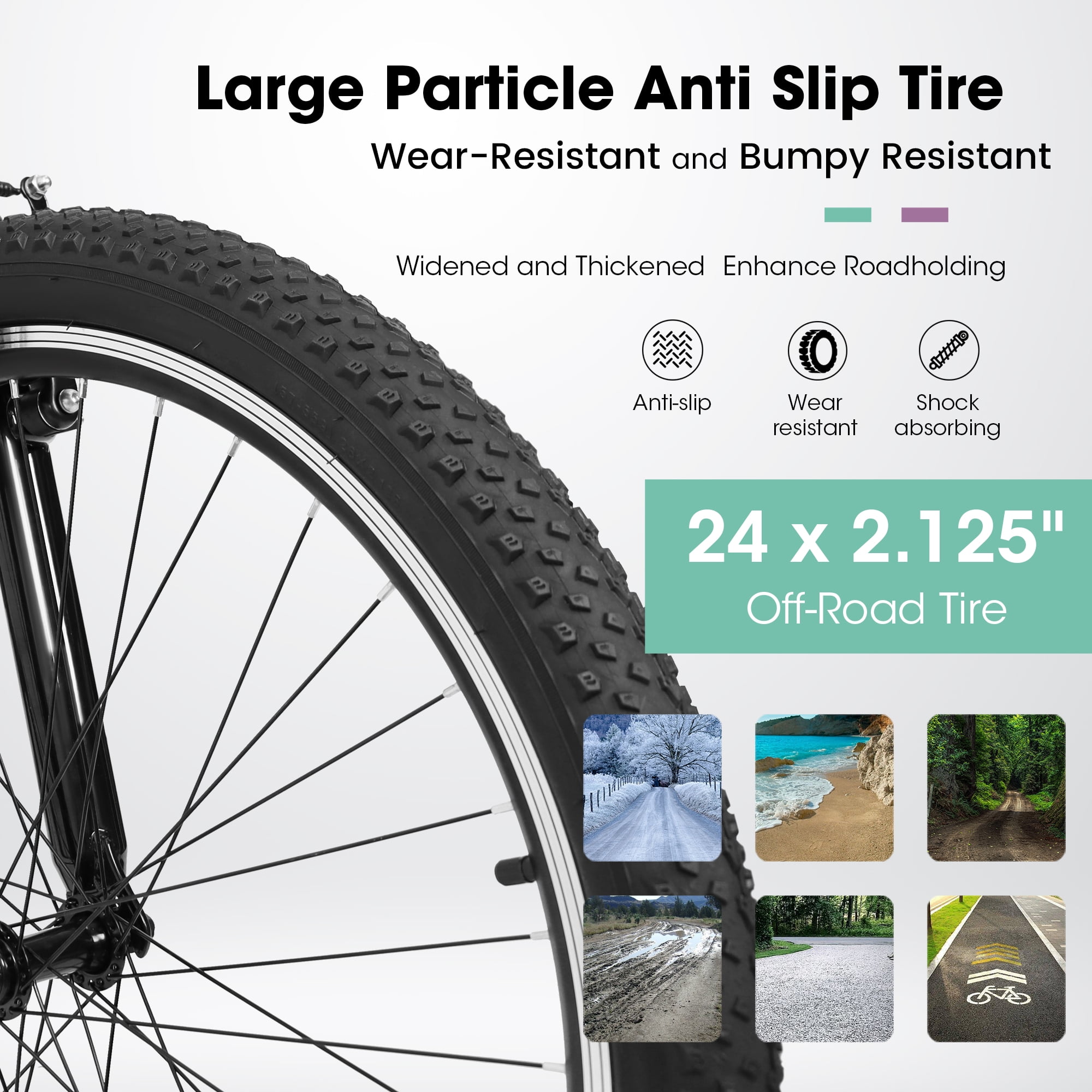 24“/26" Mountain Bike for Women - 21-Speed, Dual Disc Brakes, Front Suspension, All-Terrain Tires, 85% Pre-Assembled Carbon Steel Frame Bicycle