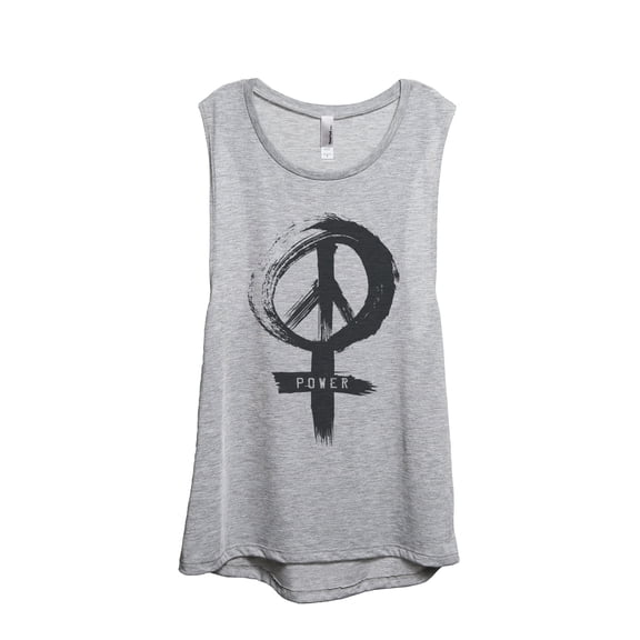 Thread Tank Power Sign Women's Sleeveless Muscle Tank Top Sport Grey Small