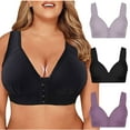 thumbnail image 2 of RKSTN 3-Piece Bras for Women Front Close Plus Size Lace Full Coverage Underwire Unlined Bra Solid Color Daily Comfortable Bra Push up Bra, 2 of 9