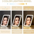 thumbnail image 3 of Travel Makeup Mirror &#*.&#Portable LED Lighted Makeup Mirror Rotation Touch Screen Vanity Mirror Color Dimmable Lighting Rechargeable Tabletop Folding Cosmetic Mirro, 3 of 6