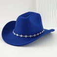 thumbnail image 3 of Fgnfyis Western Cowboy Hat Bohemian Style Fedora with Rhinestone Embellishments for Men and Women Fashion Accessory Blue One Size, 3 of 4