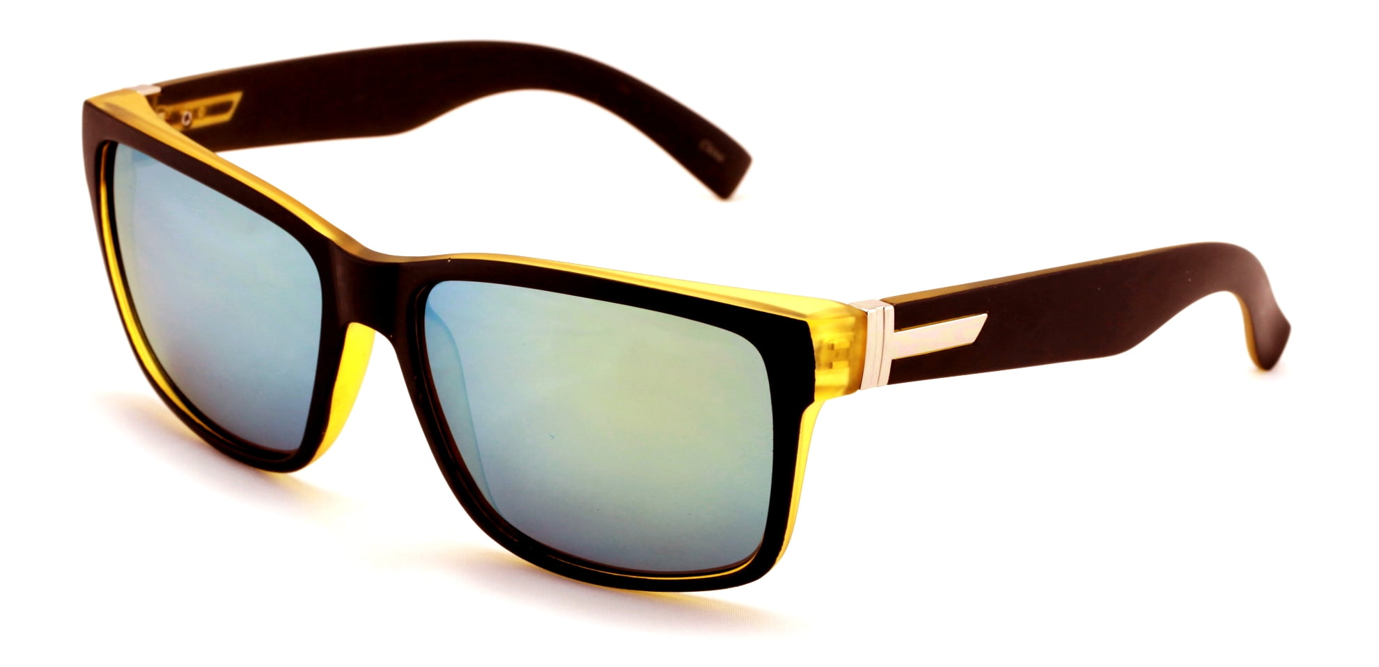 Large Men Mirror Sunglasses Matte Black 150mm Wide Fitment.