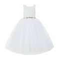 thumbnail image 2 of Ekidsbridal V-Back White Lace Flower Girl Dress Tutu Tulle Junior Pageant Wedding Ballroom Dance Recital Gown 212R4 6, 2 of 3