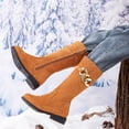 thumbnail image 6 of Povozer Girls Boots Mid Calf Round Toe Toddler Western Cowboy Boot Riding Shoes(Brown,6-7 Years), 6 of 6