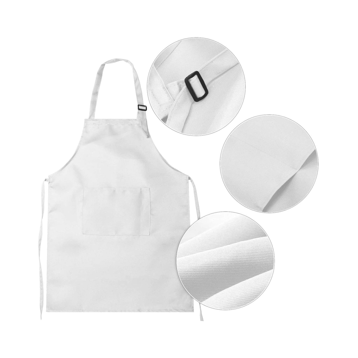 24-Piece Apron and Chef Hat Set, Adjustable Children's Apron with Pockets (White, Suitable for 2-6 S)