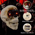 thumbnail image 2 of Calavera de Halloween realista, cabeza de calavera LED de tamaño real con luz roja en los ojos y decoración de calavera brillante activada por sonido, 2 of 5