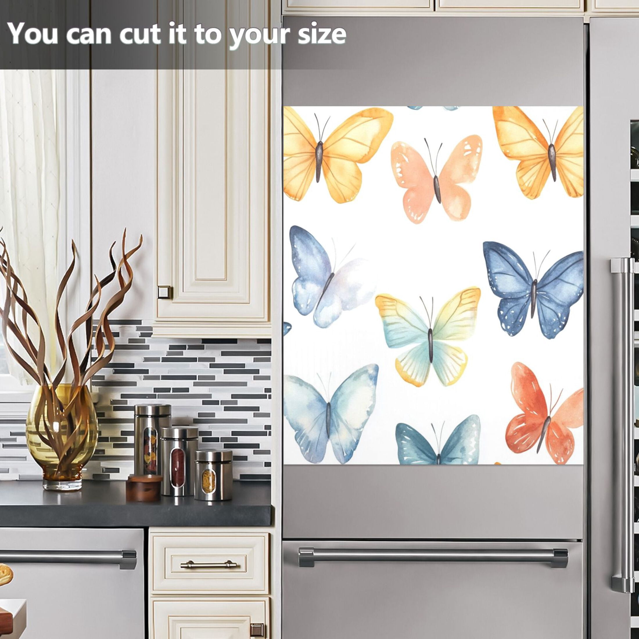 Dishwasher Magnetic Sticker 23x26 Inch Refrigerator Magnetic Sticker Washing Machine Magnetic Sticker Kitchen Panel Magnetic Sticker Home Decor Watercolor Pretty Butterfly