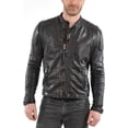 thumbnail image 2 of Mens Leather Jacket Slim Fit Biker Motorcycle Genuine Lambskin Black Jacket Coat A883, 2 of 4