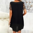 thumbnail image 4 of Mini vestido de manga corta de encaje sólido con cuello en V informal de verano para mujer a la moda Fridja  bnh3998, 4 of 9