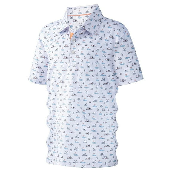 shqvo Boys Polo Shirts Size 14-16 Short Sleeve Performance Stretch Funny Print Active Casual Collared Golf Shirts for Big Boy Teen