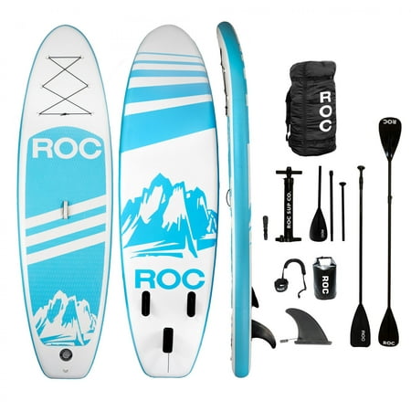 Roc Inflatable Stand Up Paddle Board with Premium sup Accessories & Backpack, Non-Slip Deck, Waterproof Bag, Leash, Paddle and Hand Pump