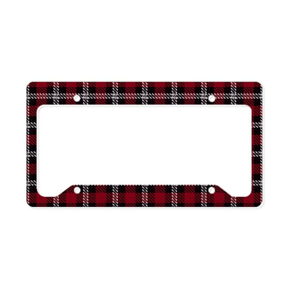 CafePress - Vintage, Red Plaid, License Plate Holder - Aluminum License Plate Frame, License Tag Holder
