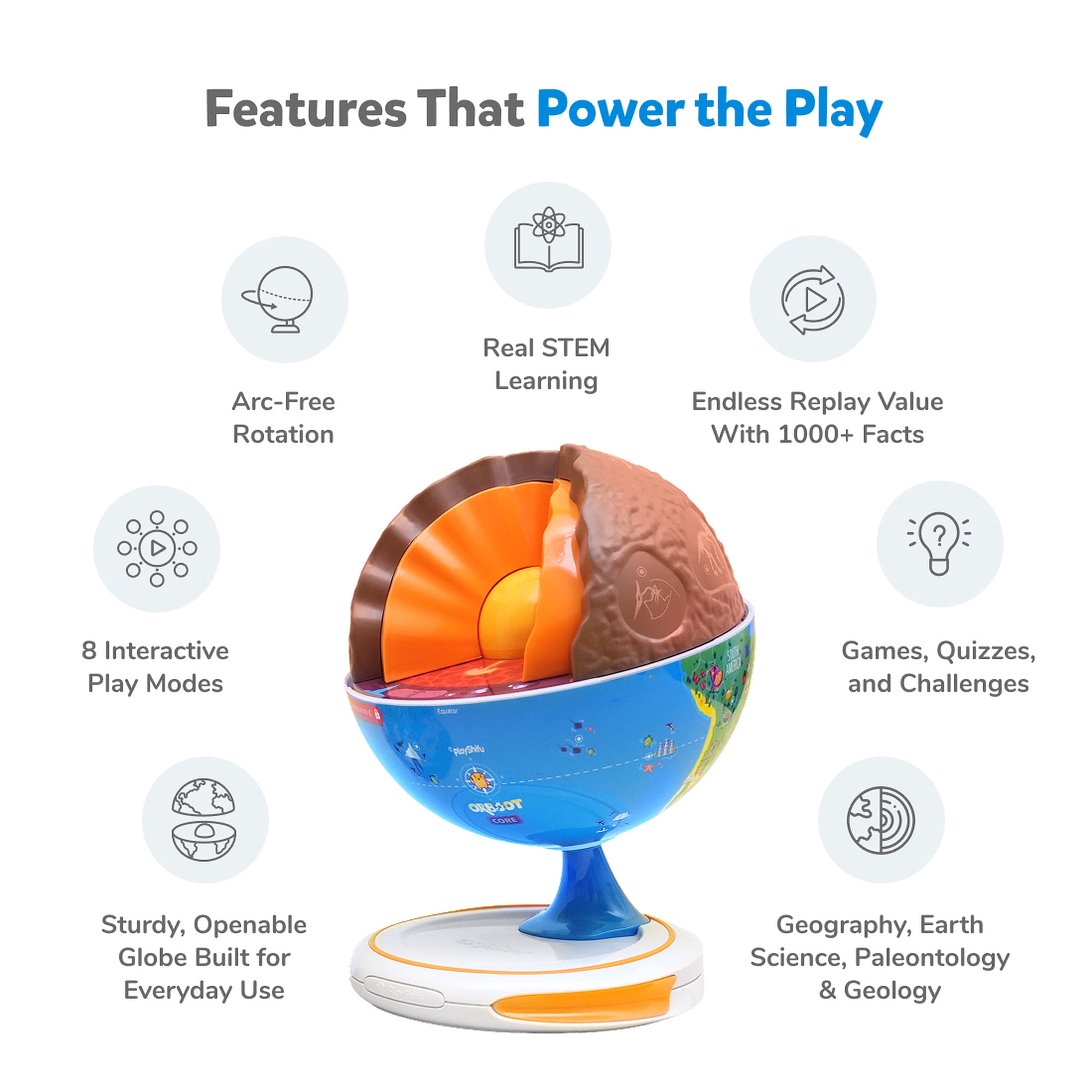 PlayShifu Orboot Core Interactive Earth Science Globe with AR App, STEM Learning Toy, Ages 4-12, Play with Purpose