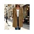 thumbnail image 2 of Zynoxe Womens Jackets With Side Pockets Classic Notched Lapel Button Winter Jackets for Women Relaxed Mid‑Length Long Sleeve Coat Versatile Solid Color Casual Overcoat 2XL, 2 of 7