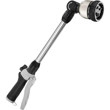 FANHAO Watering Wand Heavy Duty,16 inch Metal Garden Hose Wand with 8 Spray Patterns,Black
