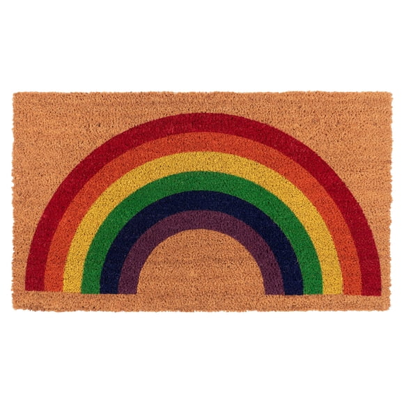 KAF Home Rainbow Coir Doormat - Durable & Weather Resistant Welcome Mat with Non-Slip PVC Backing - Entryway Mat Ideal for Indoor