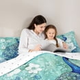 thumbnail image 5 of jejeloiu Cyan Blue Peacock Queen Comforter Set,Retro Rustic Flower Bedding Sets,Safari Zoo Animal Bedding Comforter Set For Men Women,Breathable Home Decor Reversible,3 Pieces, 5 of 8