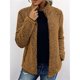 thumbnail image 4 of Abrigo de Piel Sintética para Mujer, Larga, Cuello Alto, Cremallera, Forro , Informal, Moderno Caqui XXL, 4 of 6