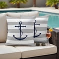 thumbnail image 6 of 2 Pack Outdoor Waterproof Throw Pillow Covers,Nautical Blue Anchor White Grey Stripe Decorative Square Patio Pillowcases for Chair Couch Sofa 16x16in, 6 of 9
