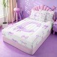 thumbnail image 2 of meiyoeat Purple Bow Monogrammed C Zipper Twin Comforter Sets with Fitted Sheet and 2 Pillowcases,Watercolor Coquette Letter Design Zipper Bedding Set For Girl,Reversible,4 Pieces, 2 of 7
