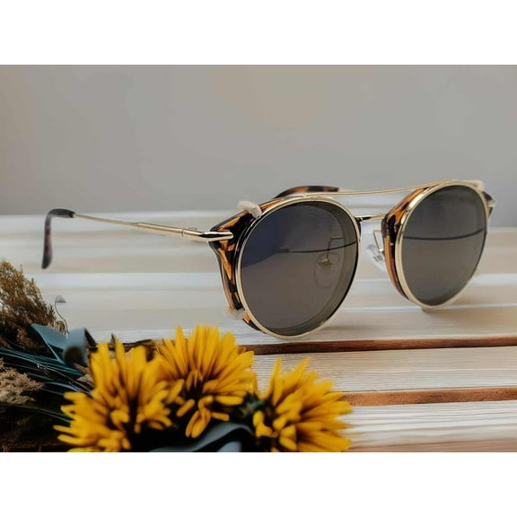 Print Tea Steampunk Goggles Glasses Round Sunglasses Emo Retro Vintage