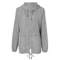 thumbnail image 1 of VBARHMQRT Manteau Trench pour Femmes avec Capuche Mode Femme Solide à Fermeture Éclair Chandail à Capuchon Décontracté Imperméable Veste Extérieure, 1 of 5