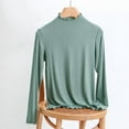 thumbnail image 3 of Otntypg Turtleneck Shirt Women Long Sleeve Mock Neck Trim Slim Fit Solid Color Pullover Tops Thermal Base Layer Soft Lightweight Stretch Undershirts Army Green XL, 3 of 6