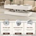 thumbnail image 5 of Large Modern 2-Tier High-gloss Surface LED Coffee Table, with 15 Color Options and 4 Lighting Modes, Stylish Glass Top Design, with Anti-Scratch Feet & Silent Slide Storage, White, 5 of 6