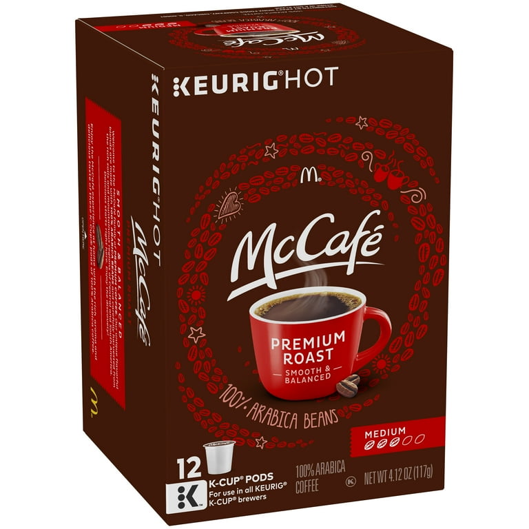 McCafe Premium Roast Medium Coffee K Cup Pods Caffeinated 12 ct 4.12 oz Box