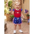 thumbnail image 6 of BemeyourBBs Toddler Baby Girl 4th of July Outfit Patriot Independent Day Summer Clothes I Love USA Letter Embroidery Fly Sleeves Shirt Tops Star-Stripe Ruffled Shorts Set Baby Fourth of July Outfit, 6 of 9