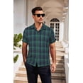 thumbnail image 6 of COOFANDY Mens Short Sleeve Button Down Shirt Plaid Button Up Shirts Casual 75% Cotton Work Shirts, 6 of 7