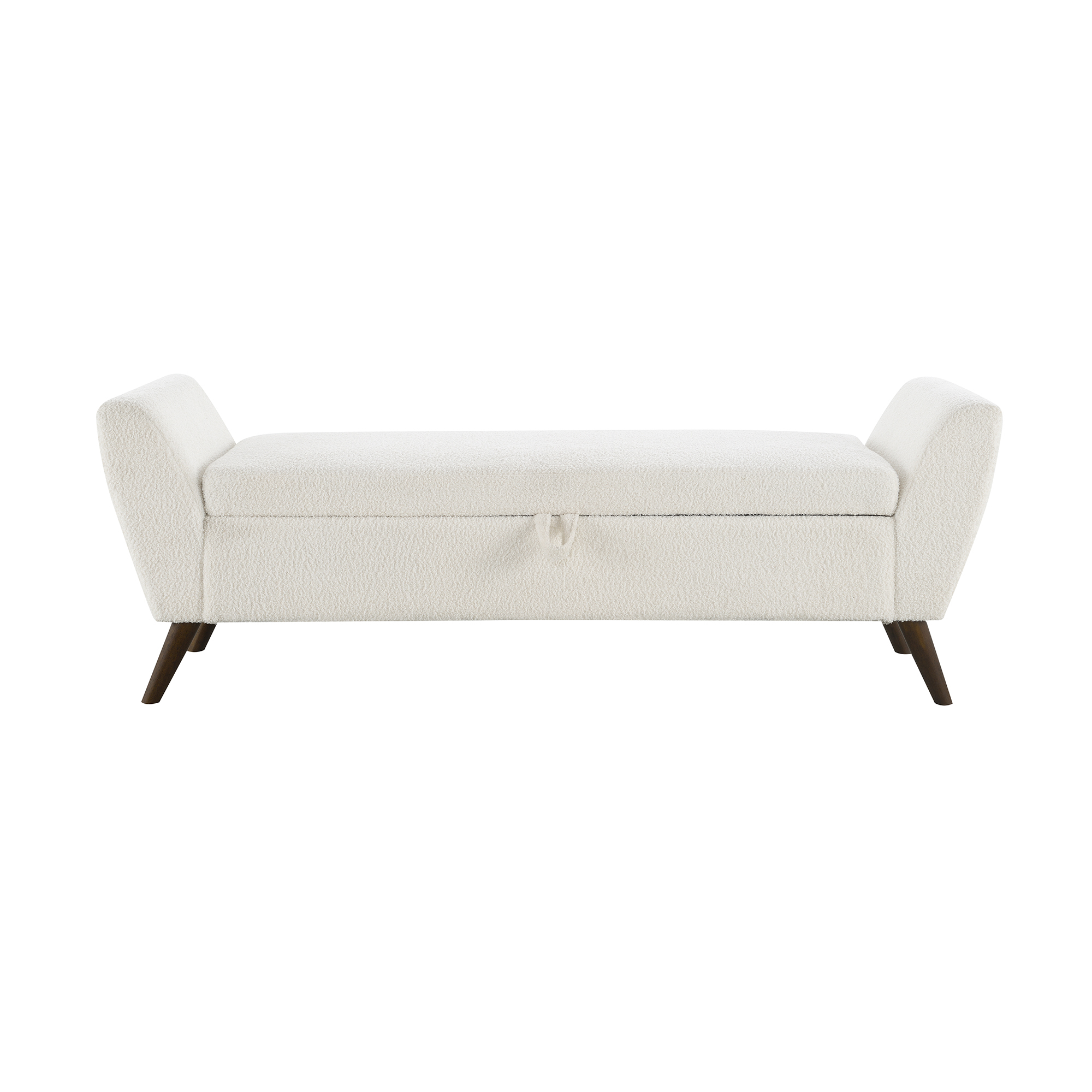 HOQBN 60" Modern Storage Bench with Mid-Centruy Wood Legs,Bench with Storage for Living Room, Bedroom Cream