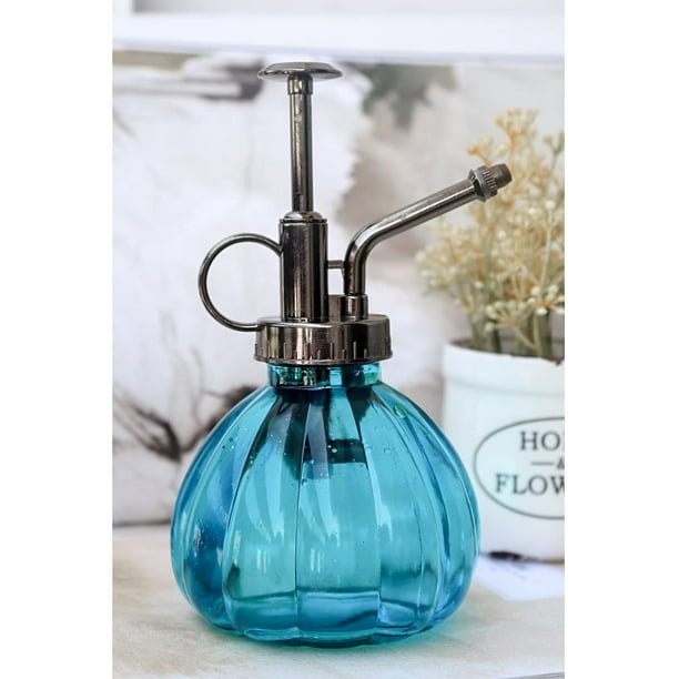 Yundap Vintage Style Clear Glass Water Spray Bottle Decorative Plant Mister With Top Pump Green