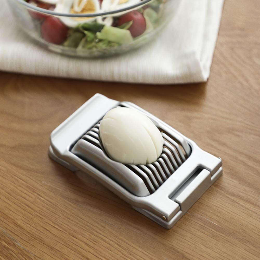 Choice Rectangular Aluminum Hinged Two-Way Egg Slicer with Stainless Steel  Wires