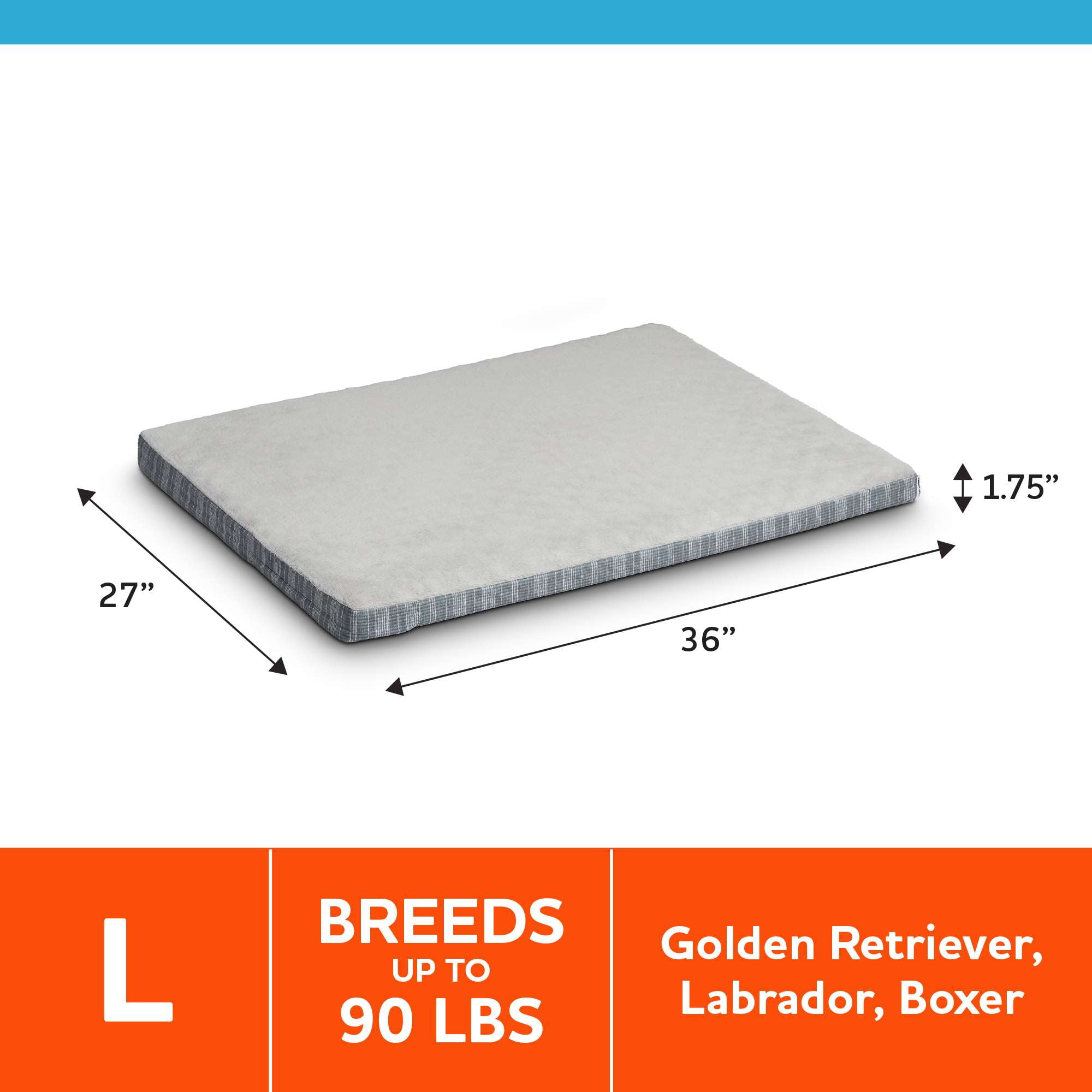 Vibrant Life Large Orthopedic Foam Dog Bed for Large Breeds, Large, 36" x 27", Grey