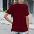 thumbnail image 3 of ZyeKqe Womens Button down T Shirts Dress Short Puff Sleeve Crew Neck Blouses Work Office Tunic Tops, 3 of 7