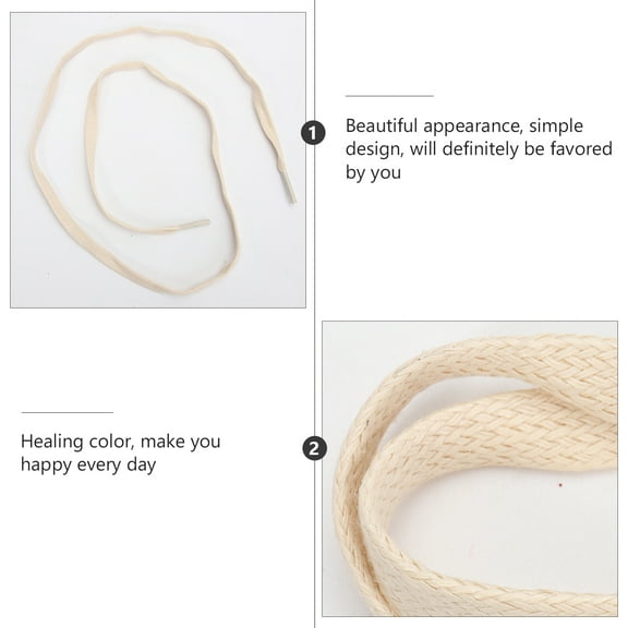 NIAIZEK 1 Pair Waxed Cotton Flat Beige Shoe Laces Replacement for Jogging Running Sneakers