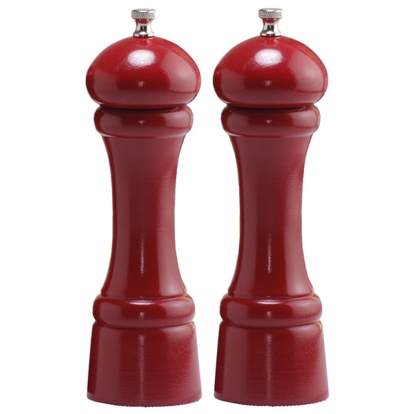 Chef Specialties 08602 8 in. Candy Apple Red Pepper Mill and Salt Mill Set