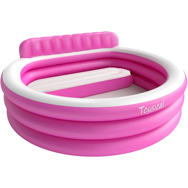 Toysical Round Inflatable Pool “88 x 85 x 21” Inflatable Family Pools with Seats and Backrest