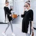 thumbnail image 4 of OUSITAID Vêtements de Maternité Prémama Blouse Chemise Robe à Manches Longues Printemps Automne Ample Femmes Enceintes Chandail à Col Rond Chandail Post-Partum Haut, 4 of 6