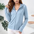 thumbnail image 2 of Vinsonshop Women's Quick Dry Sun Shirt UPF 50+ Lightweight Hoodie Jacket Long Sleeve Sun Protection Cover Up Outdoor Sky Blue XXL, 2 of 8